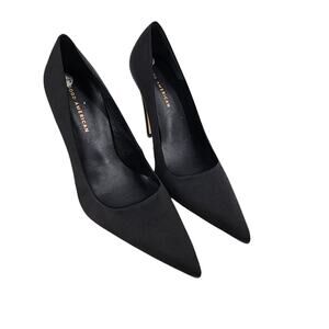 Good American Black The Icon Suede Pointed Toe Pump 3 Inch Heels Size 8.5